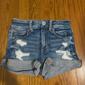 American Eagle Ripped High Rise Shortie Shorts